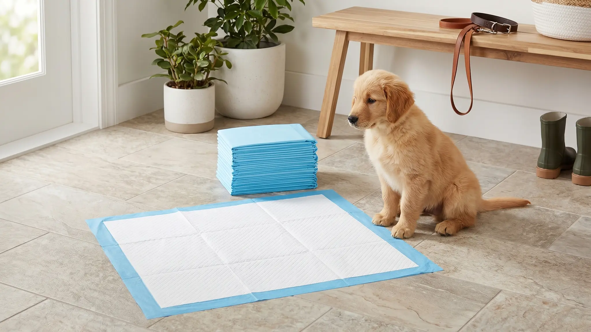 Amazon Basics Pee Pads in action