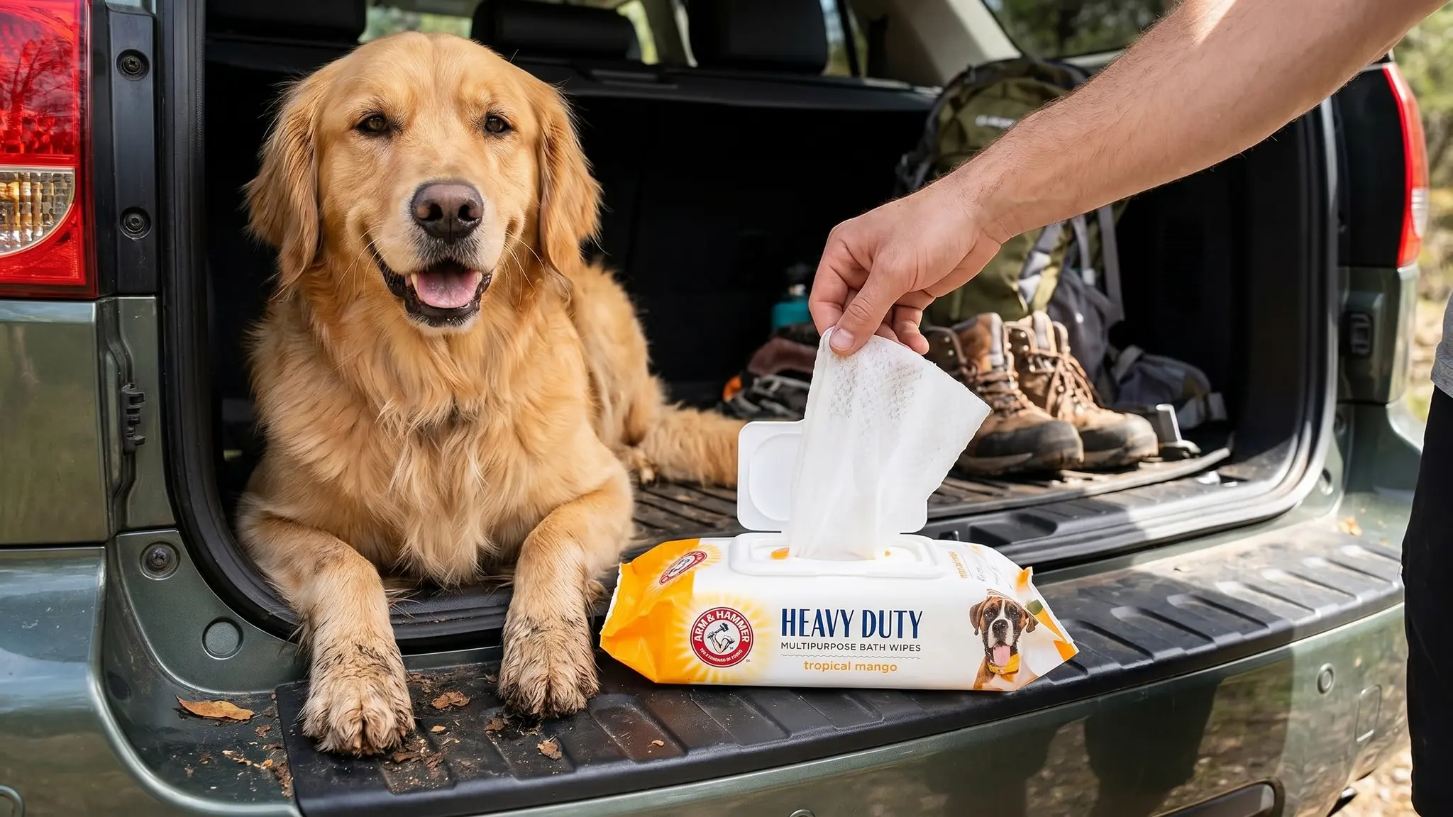 Arm & Hammer Dog Wipes in action