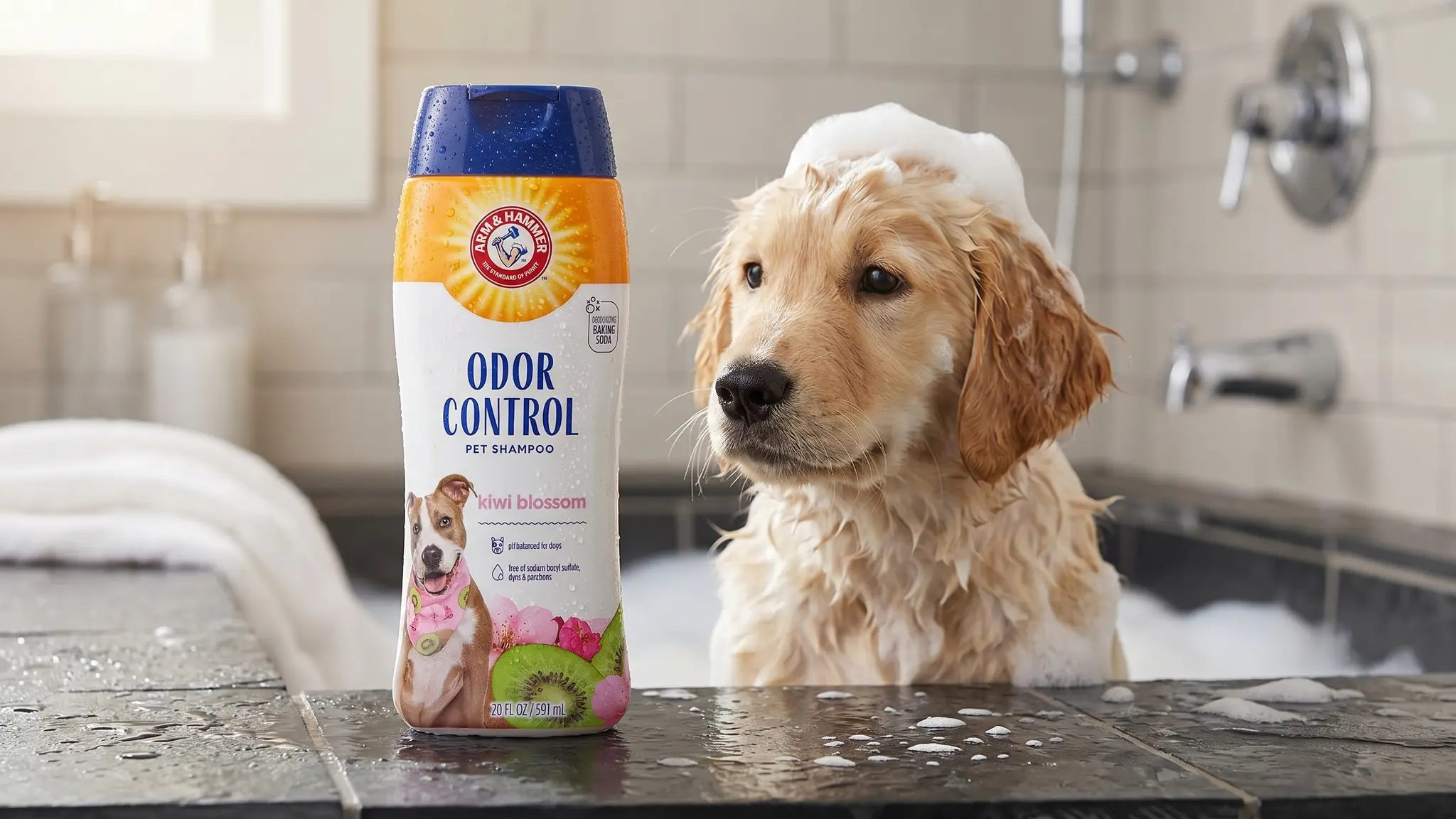 Arm & Hammer Dog Shampoo in action