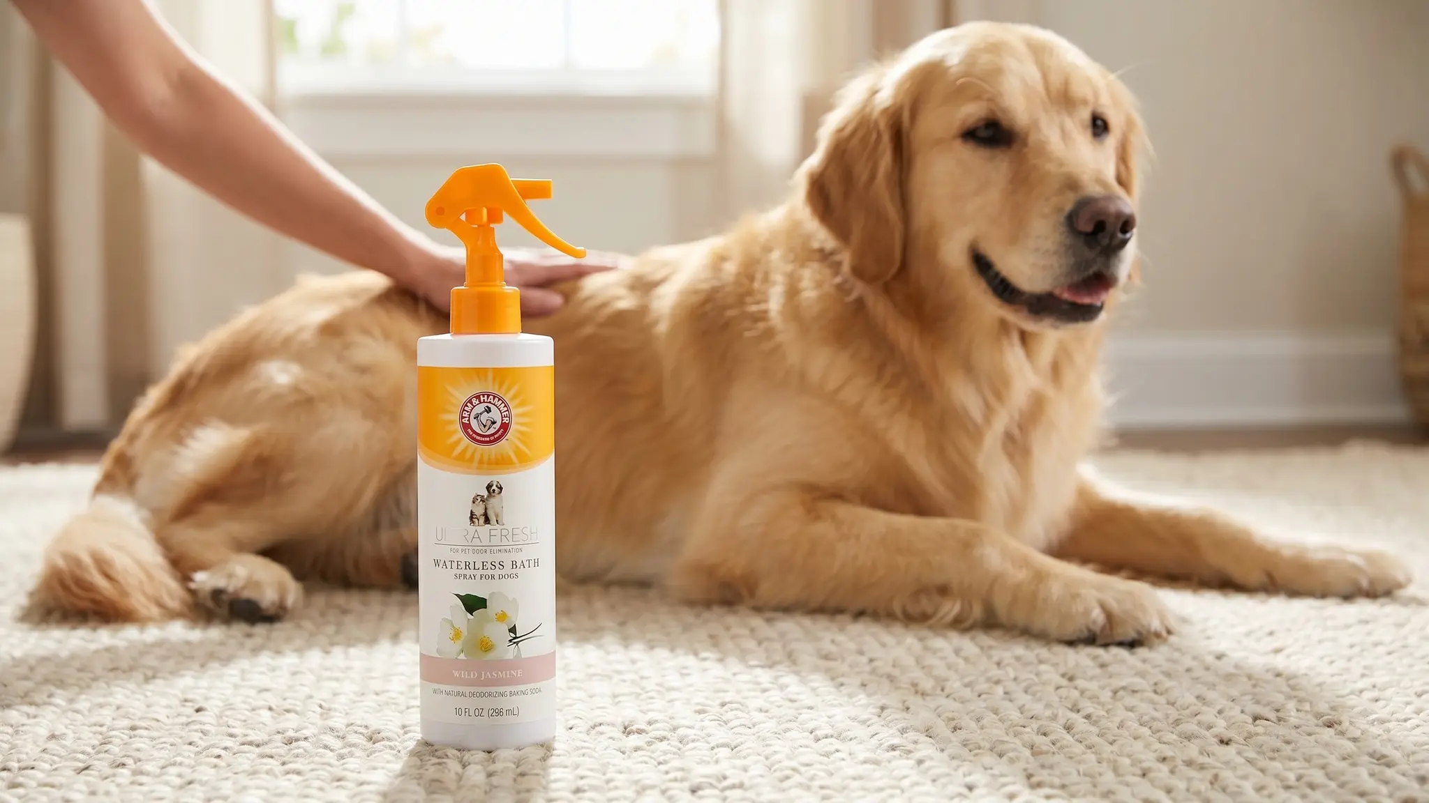 Arm & Hammer Waterless Shampoo in action