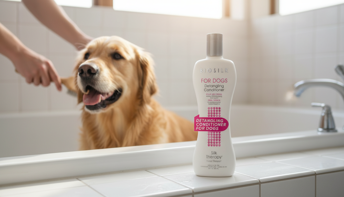BioSilk Dog Detangling Conditioner in action