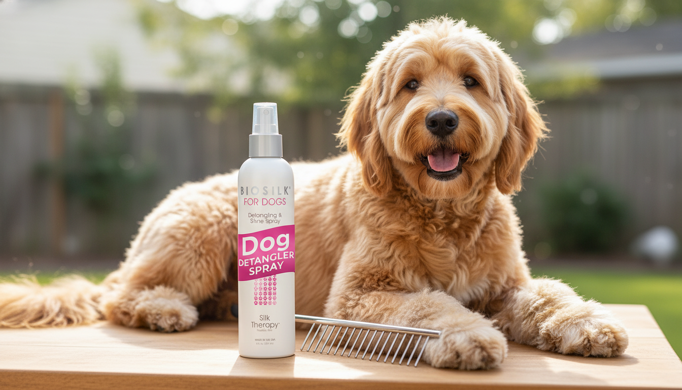 BioSilk Dog Detangling Spray in action