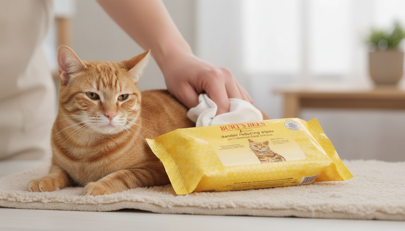 Burts Bees Cat Dander Wipes in action