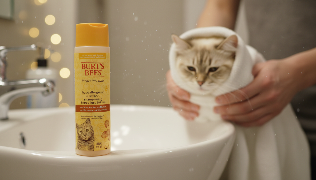 Burt's Bees Cat Shampoo in action