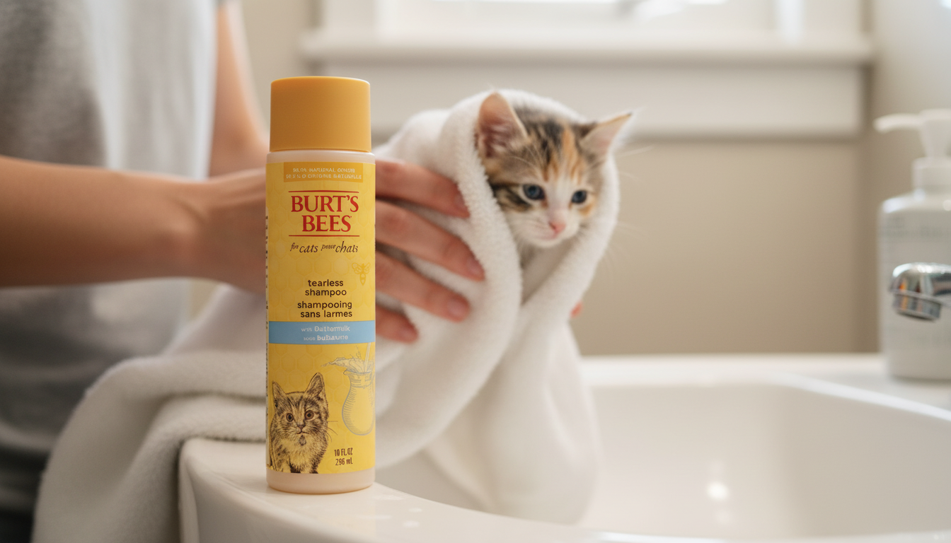 Burts Bees Kitten Shampoo in action