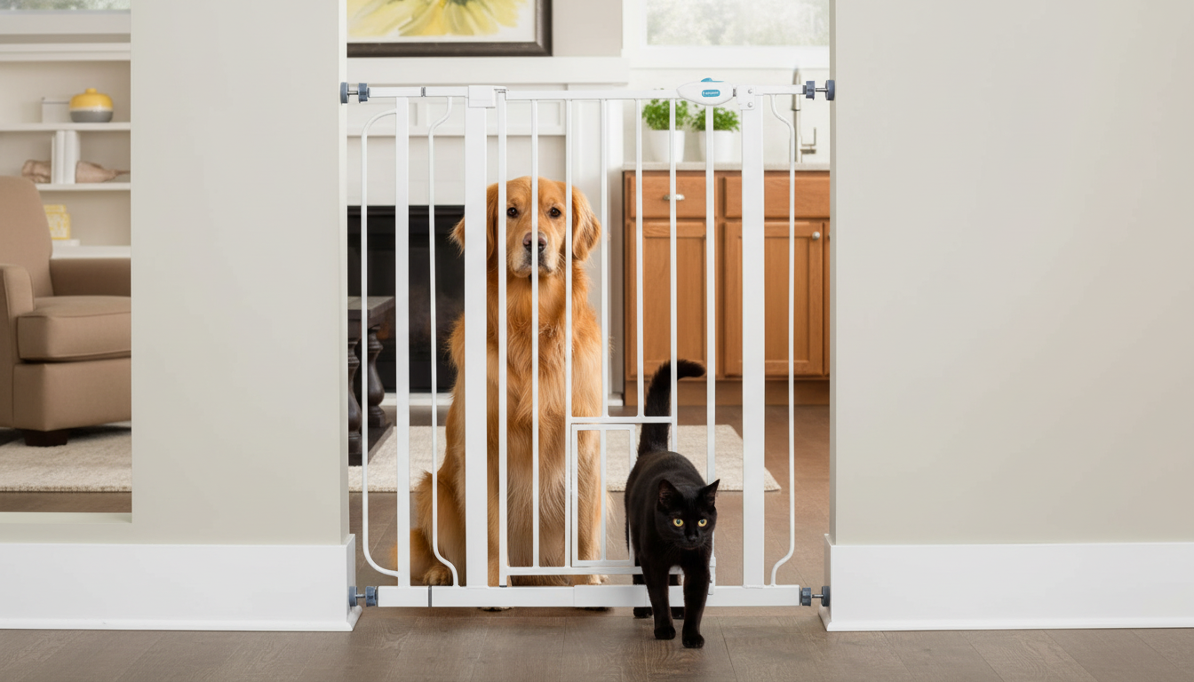 Carlson Extra Tall Dog Gate in action