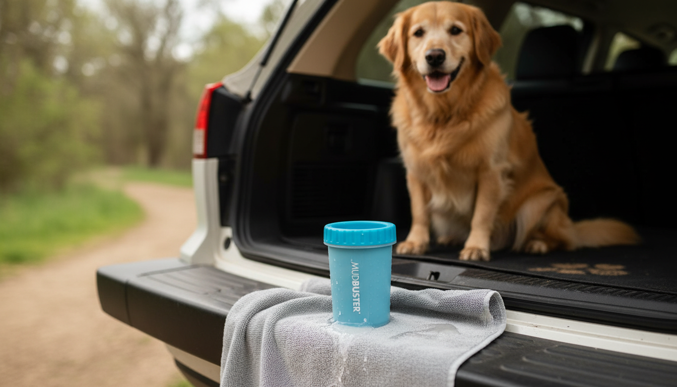 Dexas MudBuster Paw Cleaner in action