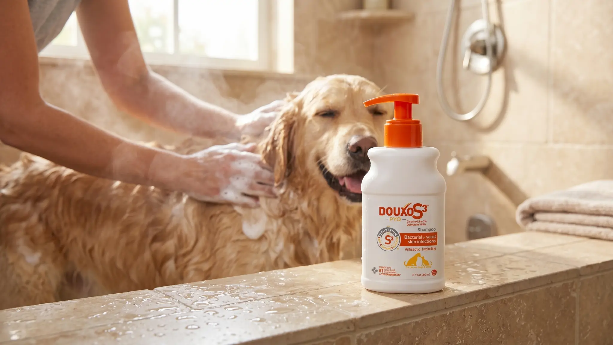 Douxo S3 Pyo Shampoo in action
