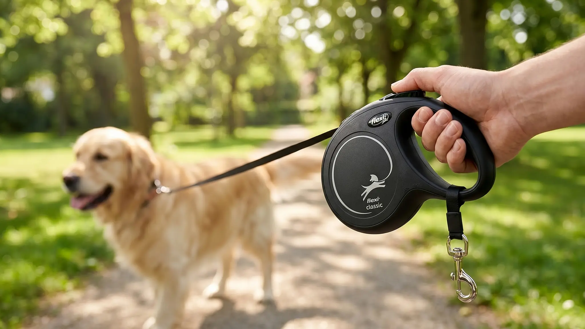 FLEXI Retractable Dog Leash in action