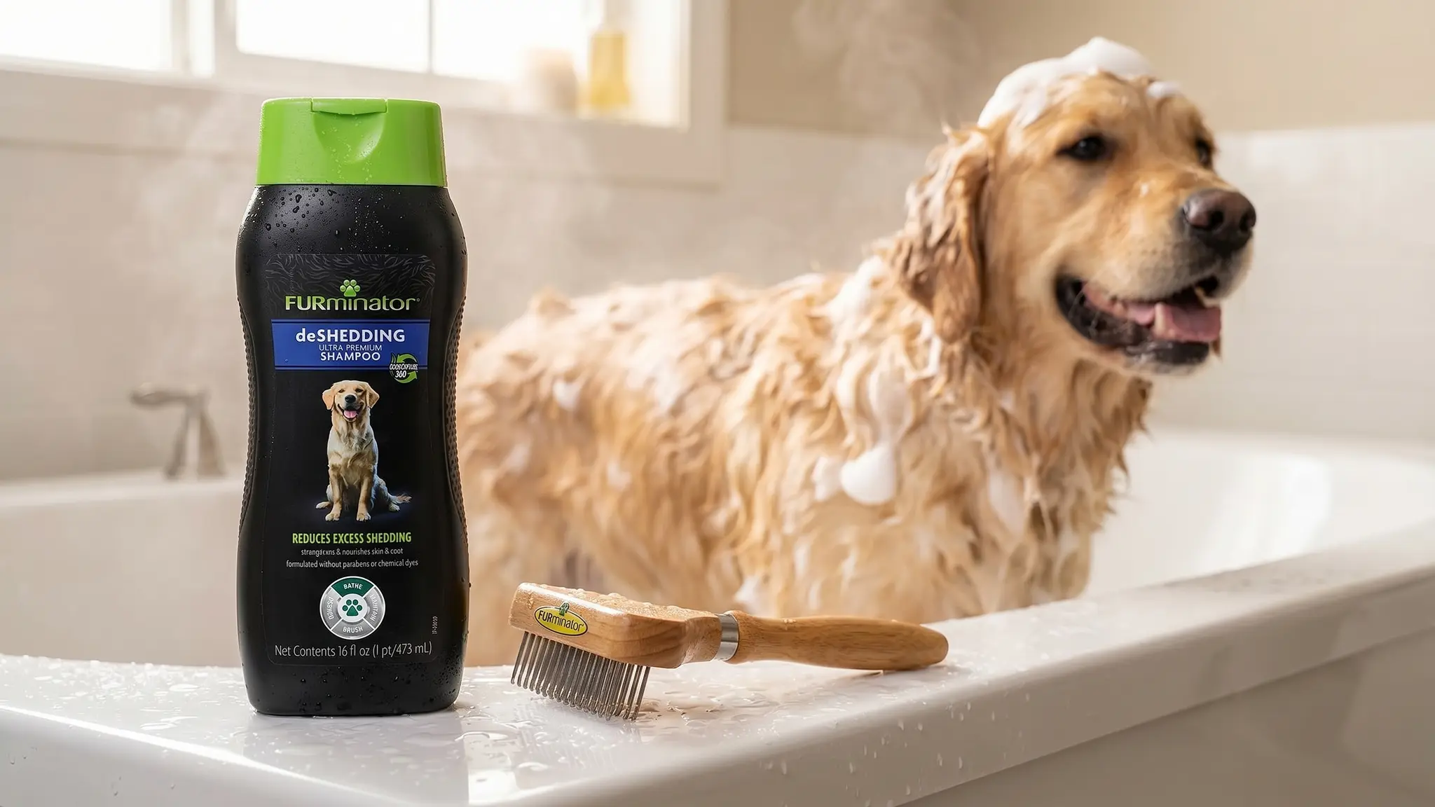FURminator deShedding Shampoo in action