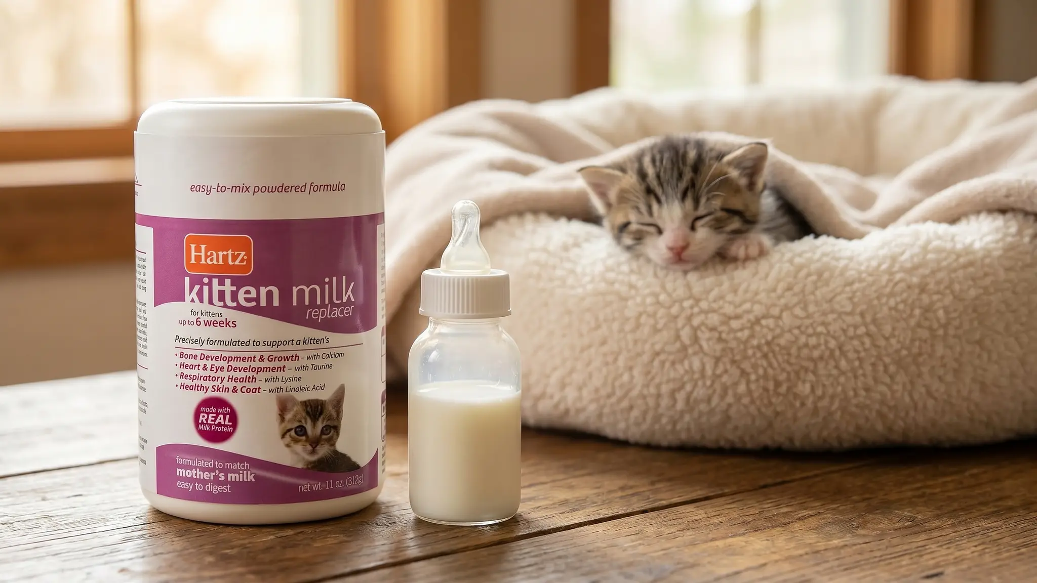 Hartz Kitten Milk Replacer in action