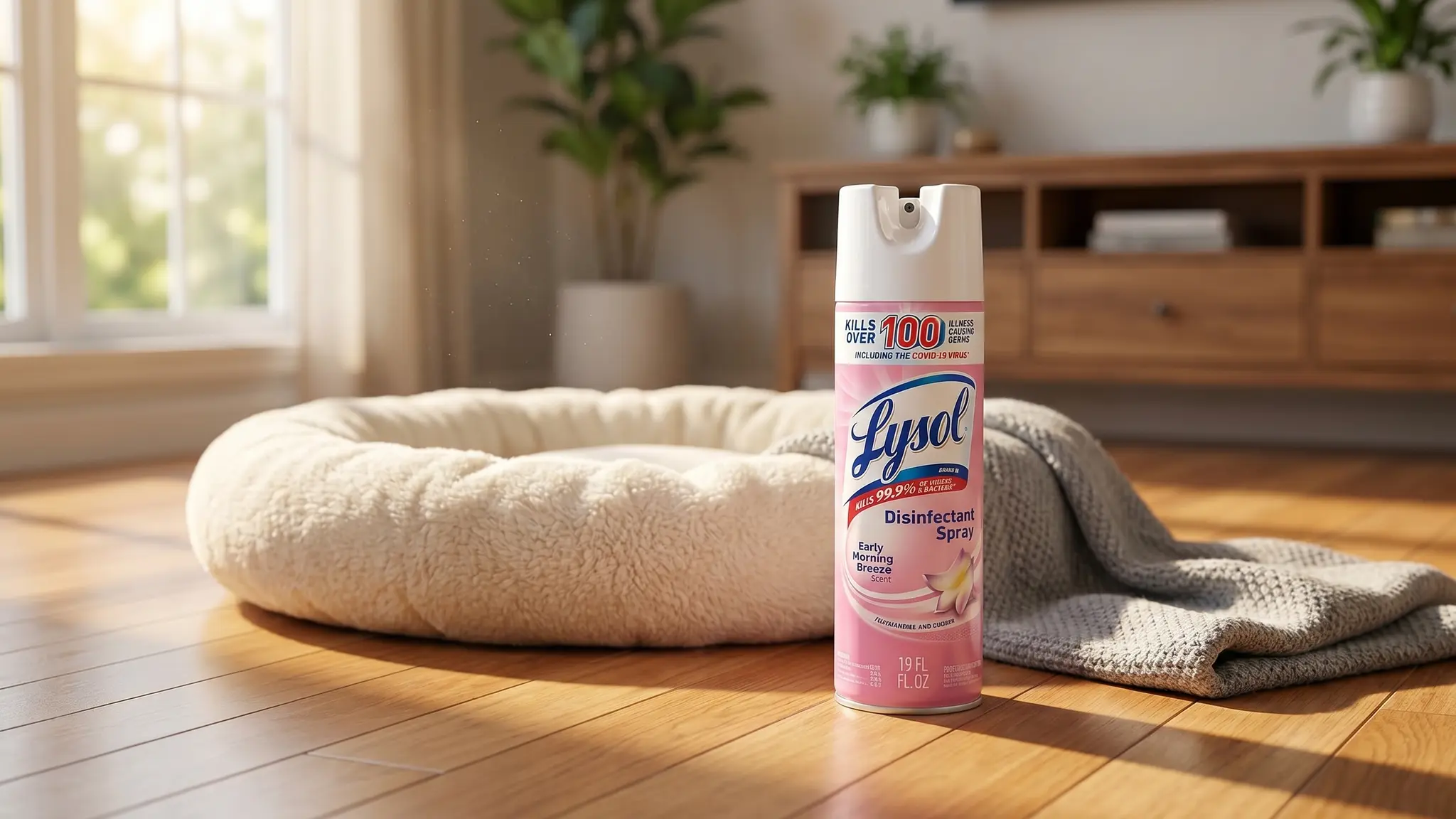 Lysol Disinfectant Spray in action