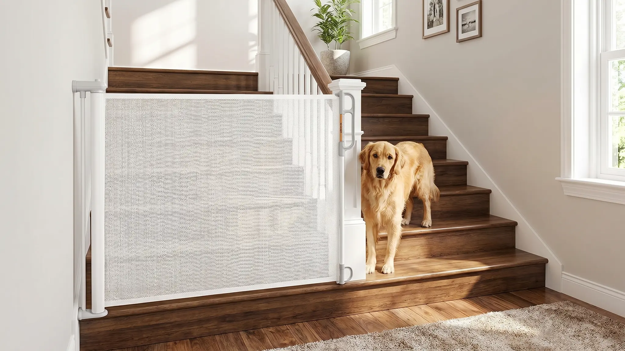 Momcozy Retractable Baby Gate in action