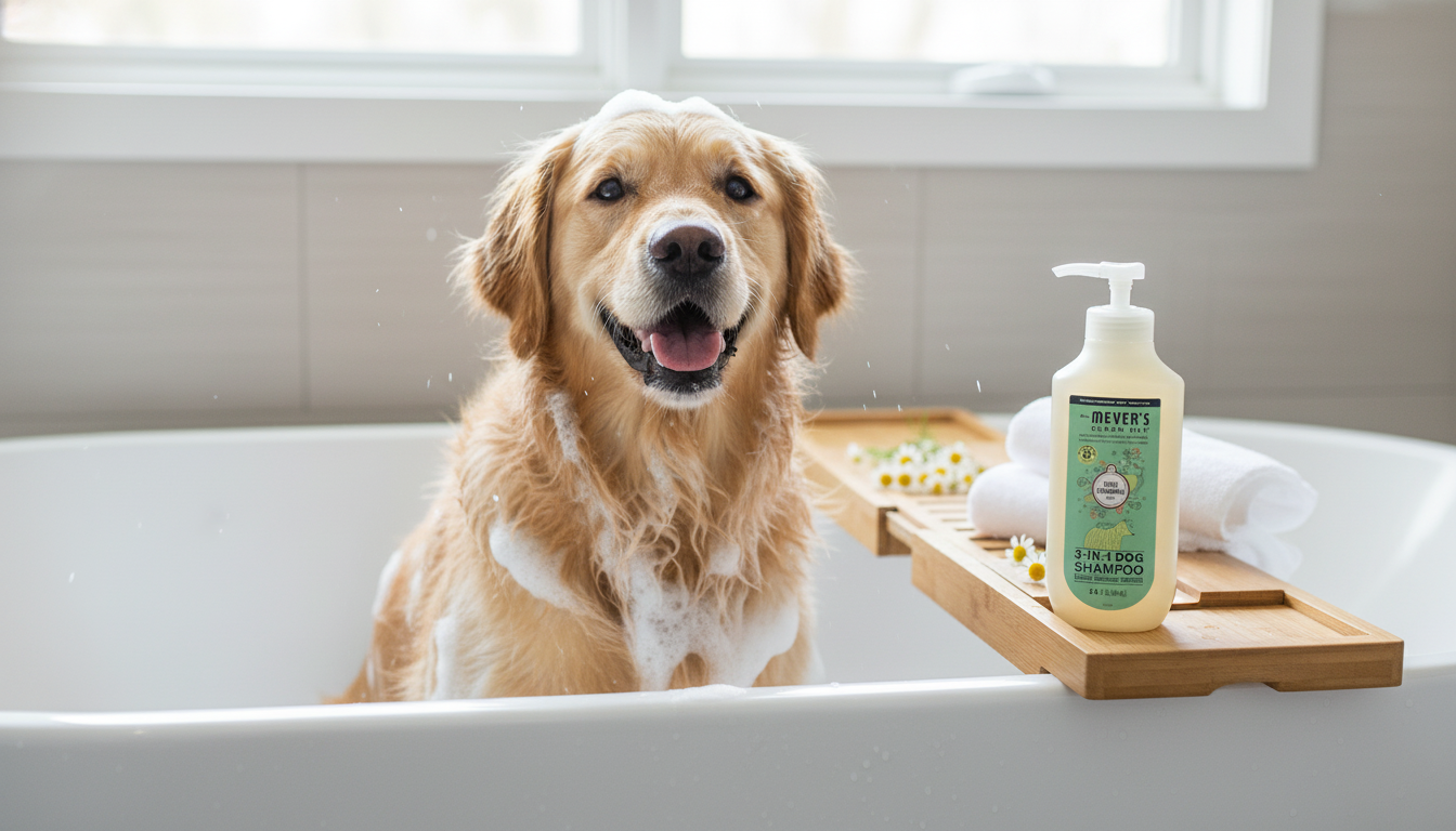Mrs. Meyer's Dog Shampoo in action
