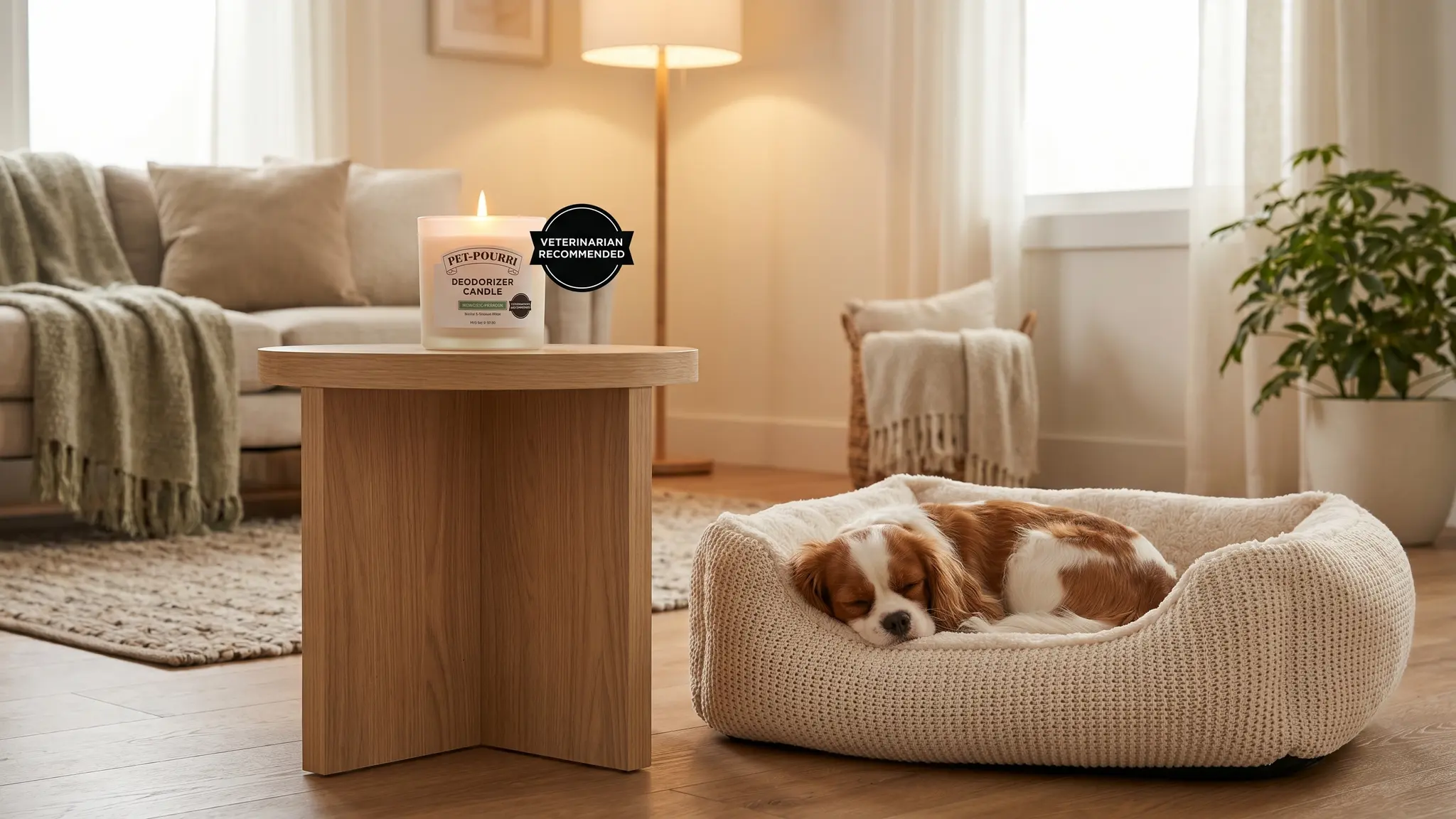 Pet-Pourri Deodorizer Candle in action