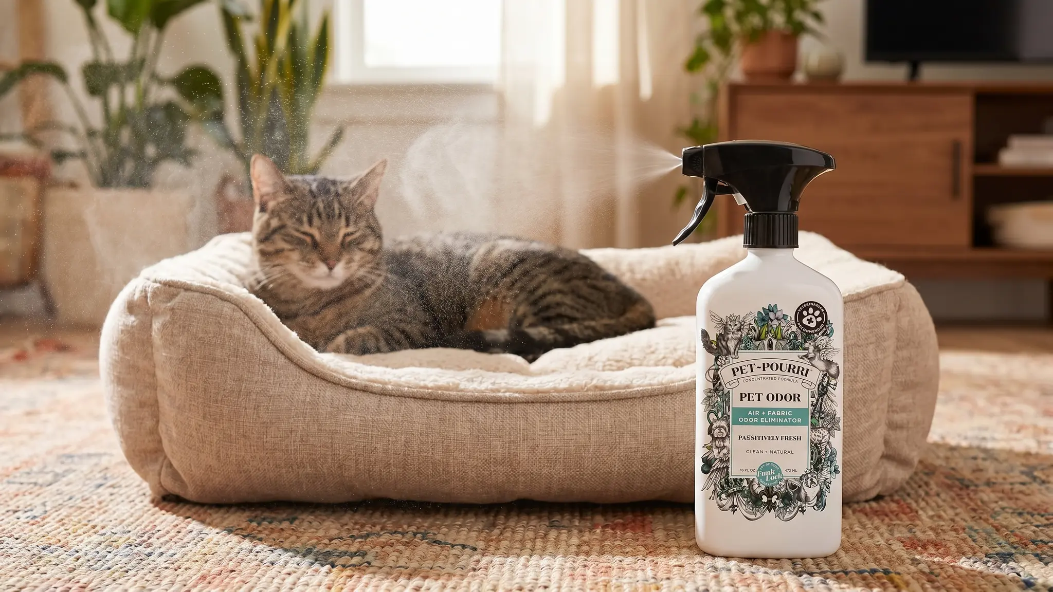 Pet-Pourri Deodorizer Spray in action