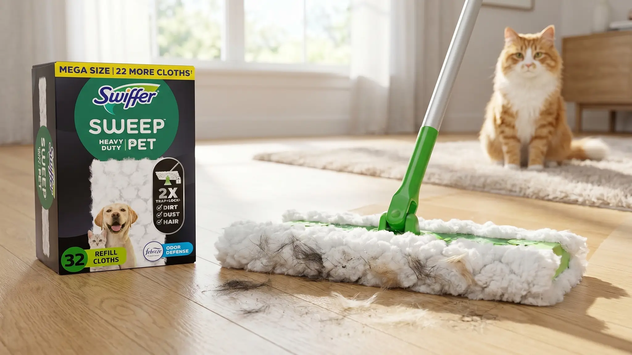 Swiffer Pet Dry Cloths in action
