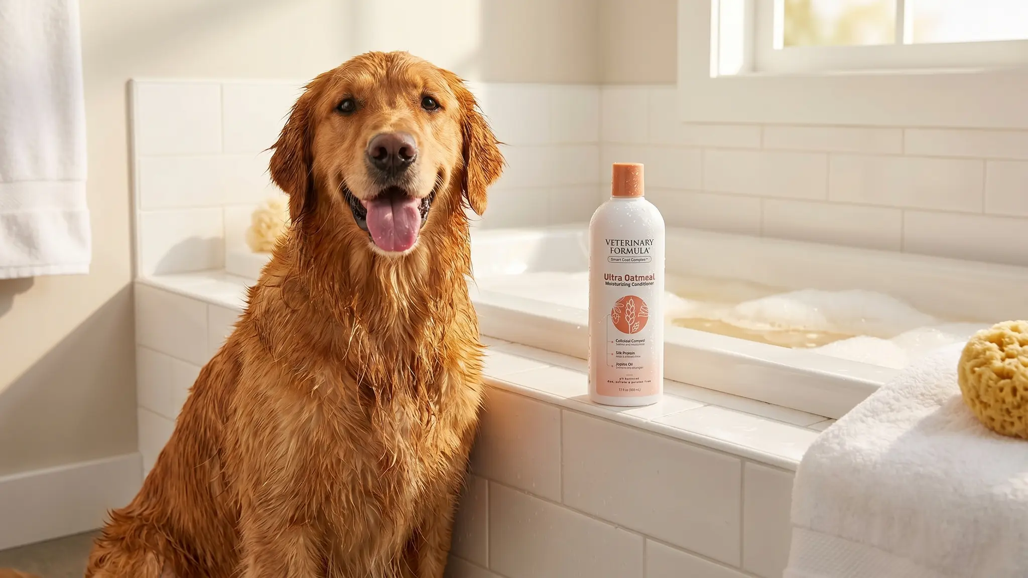 Veterinary Formula Oatmeal Conditioner in action