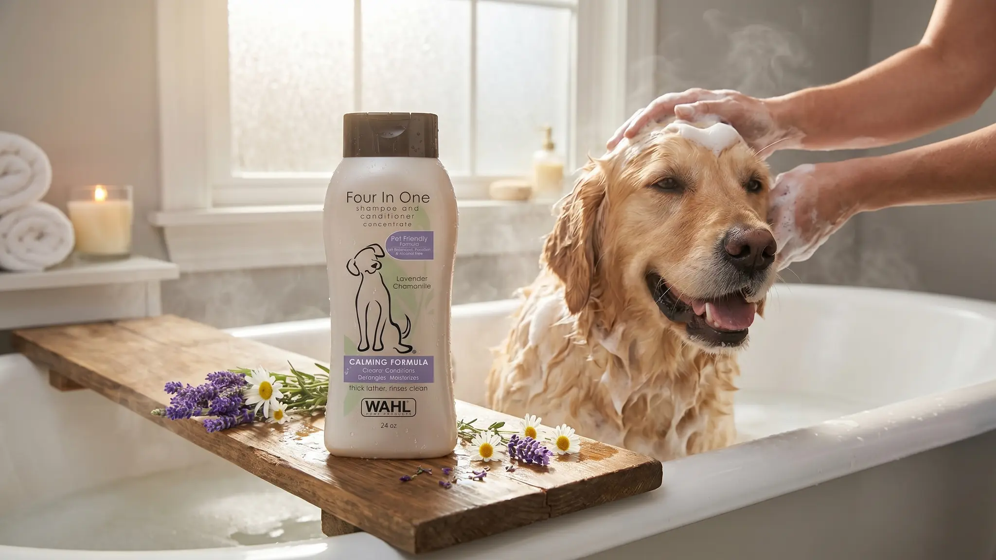 Wahl Calming Dog Shampoo in action