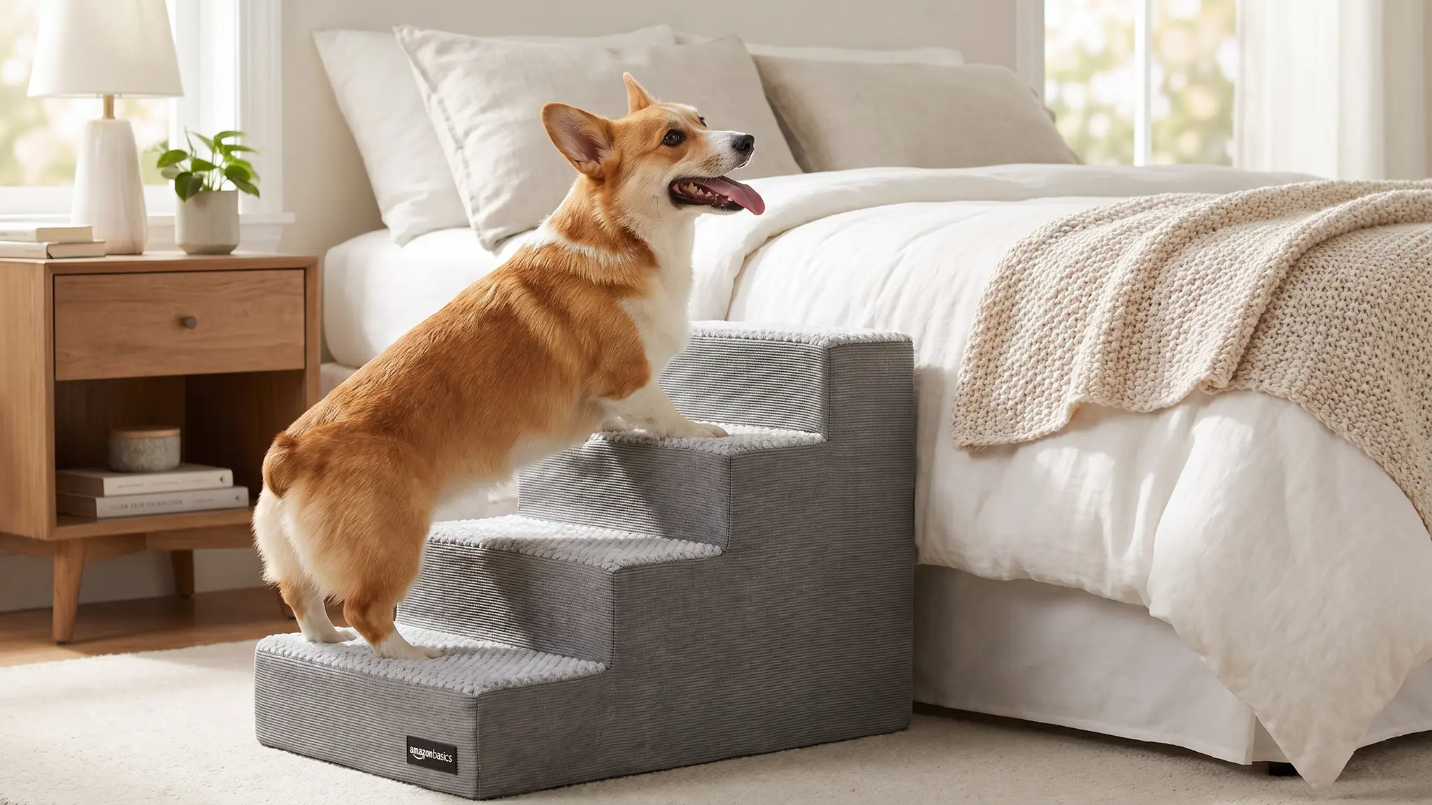 Amazon Basics Dog Steps Review 2026: 4-Step Stairs Verdict 2 Amazon Basics Dog Steps in action