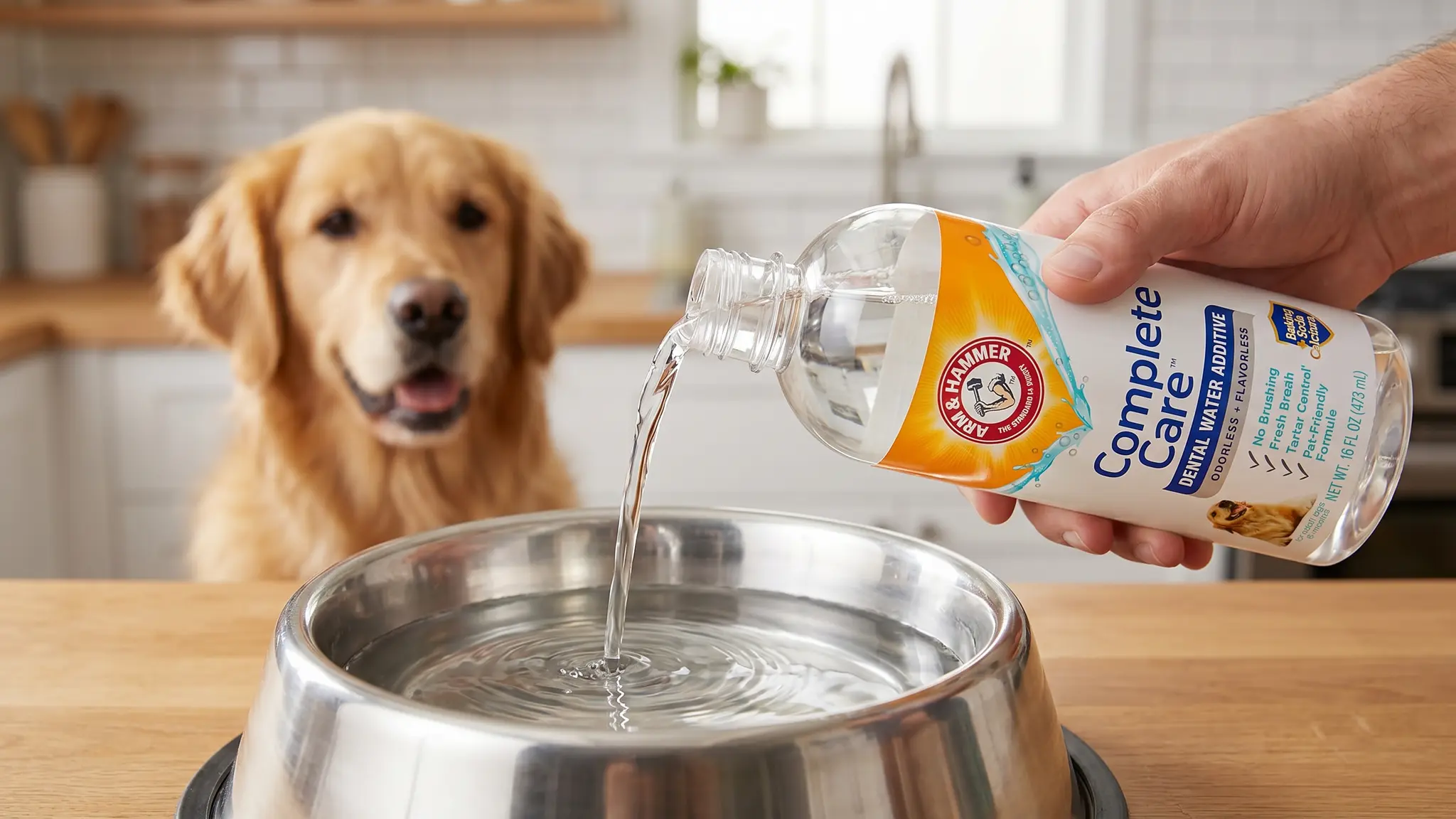 Arm & Hammer Dog Water Additive in action