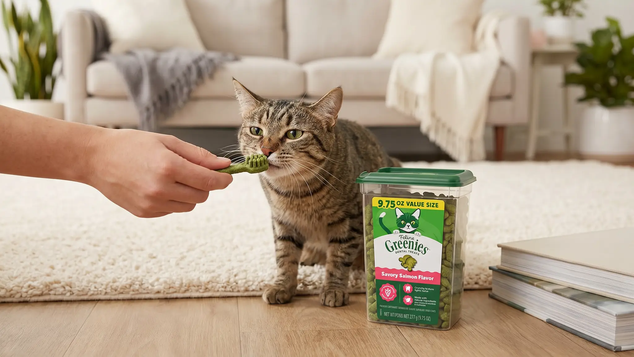 Greenies Cat Dental Treats in action