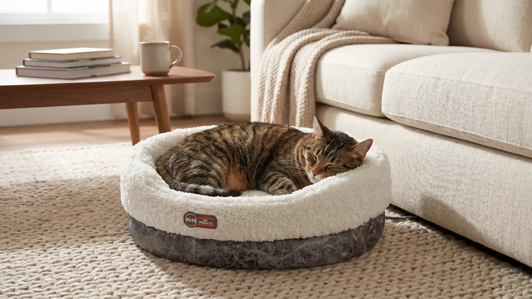 K&H Heated Cat Bed in action