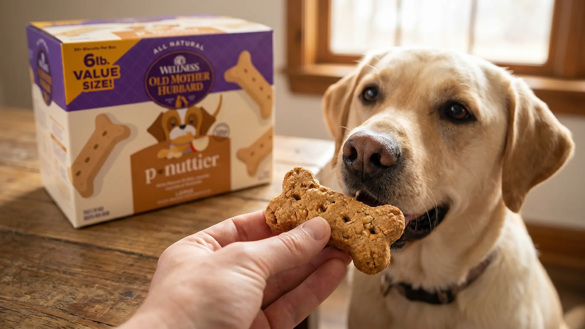 Old Mother Hubbard Dog Biscuits in action
