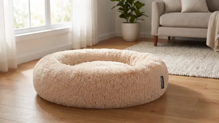 Amazon Basics Washable Donut Pet Bolster Faux Fur Bed with Removable Cover, Anti-Slip Bott product view