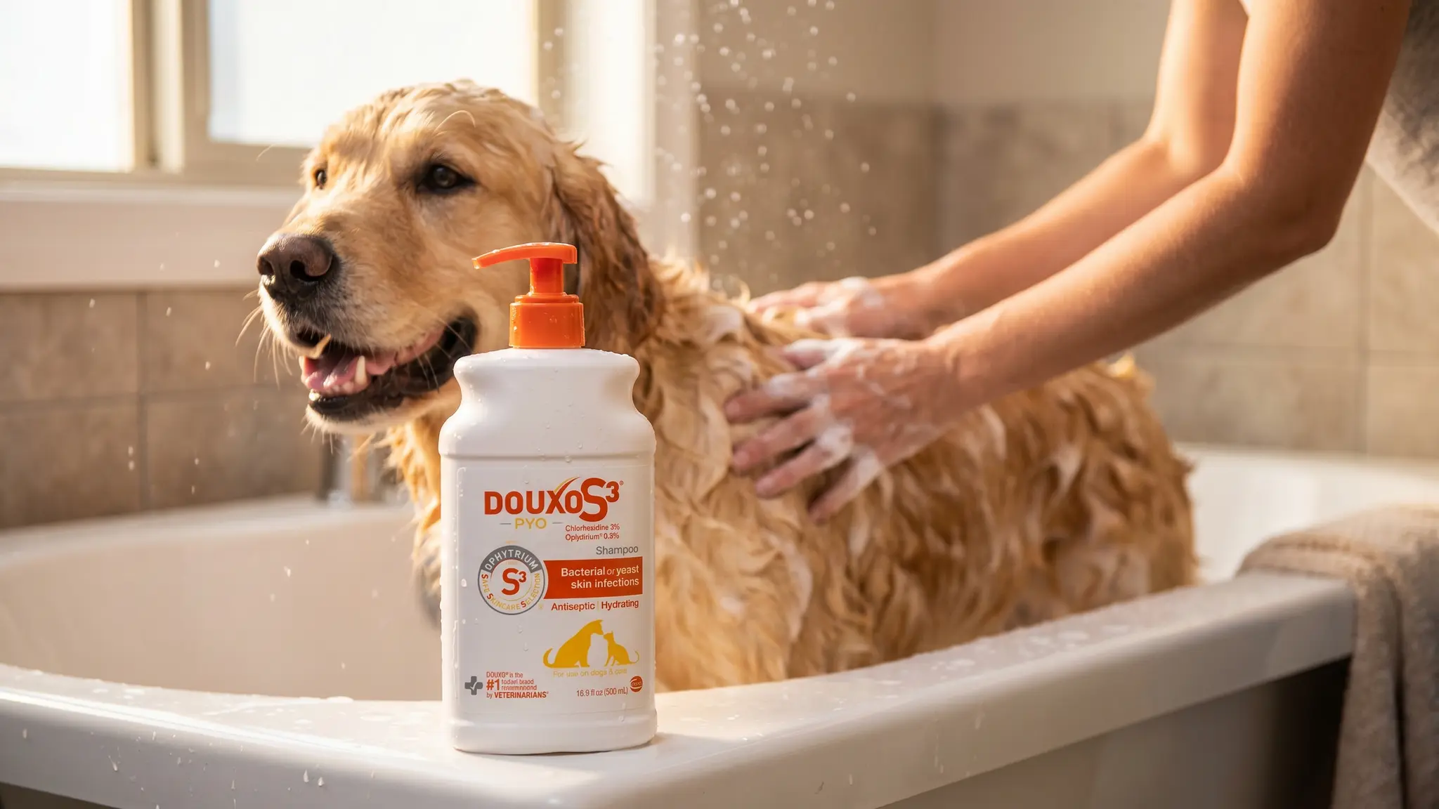 Douxo S3 PYO Shampoo in action