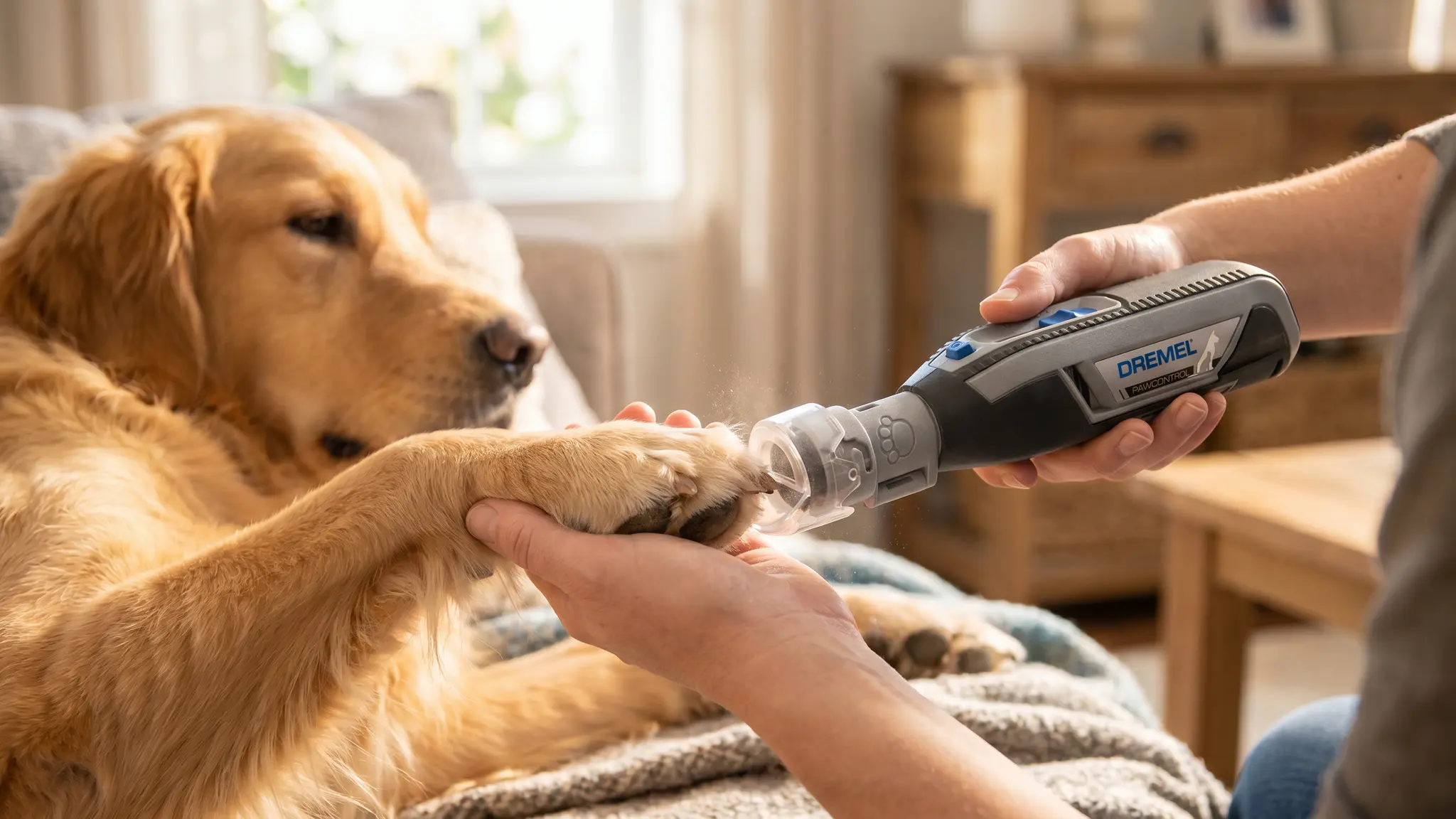 Dremel PawControl 7760-PET Dog Nail Grinder and Trimmer - Cordless & Rechargeable Pet Groo in use