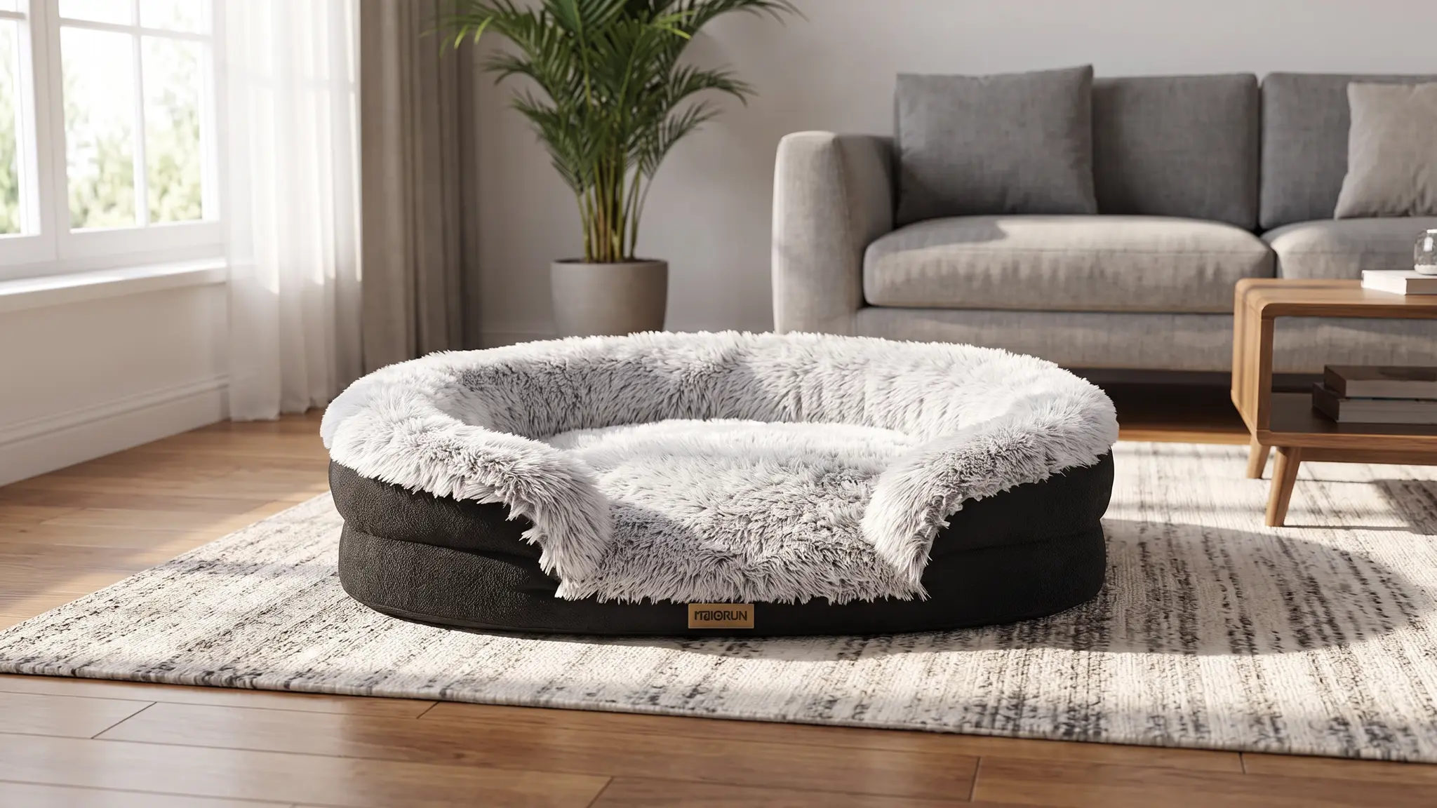 Fluffy Orthopedic Dog Beds Large Sized Dog, 43" Bolster Sofa Bed | Soft plush faux fur,low product view