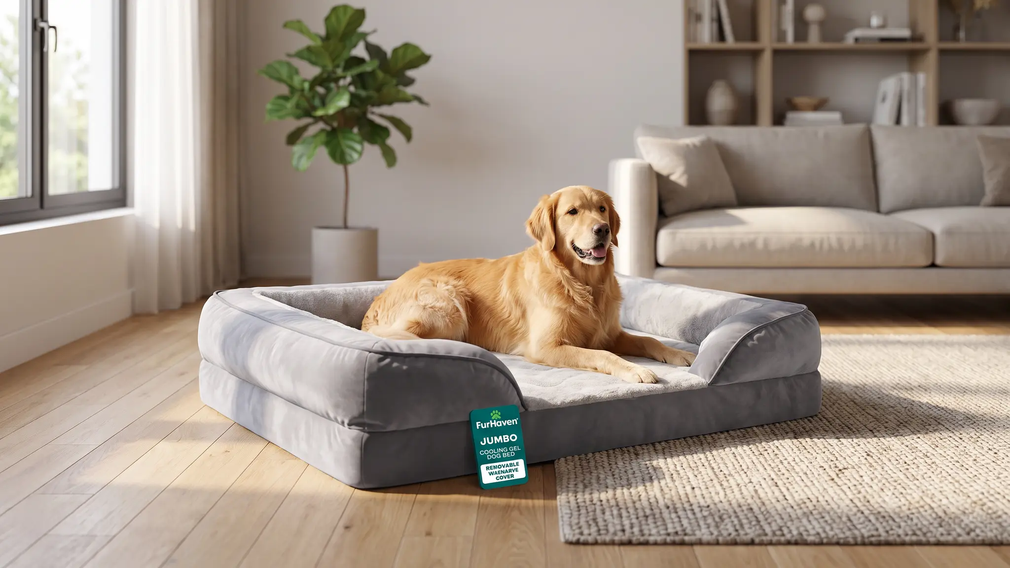 FurHaven Cooling Gel Dog Bed for Large Dogs, Perfect Comfort Sofa Bed with Cool Gel-Top Fo product view