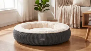 36 inches Calming Donut Dog Bed for Large Dogs,Dark Grey | Round Pet Bed with Removable&Wa product view