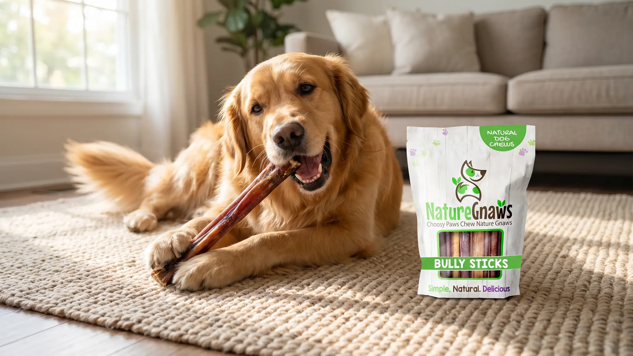 Nature Gnaws Bully Sticks Review 2026: Long-Lasting Dog Chews? 2 Nature Gnaws Bully Sticks in action