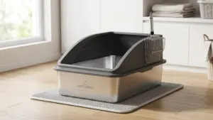 AIPERRO Stainless Steel Litter Box | XL Metal Cat Litter Boxs with Lid | Enclosed High Sid product view