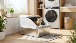 AIPERRO Stainless Steel Litter Box | XL Enclosed Cat Litter Boxes with Lid for Big Cats | product view