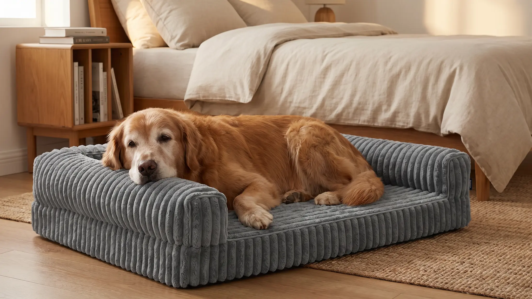 Bedsure ComfyFleece™ Memory Foam Orthopedic Dog Beds Large Sized Dog 35" | Comfort Egg-Cra in use