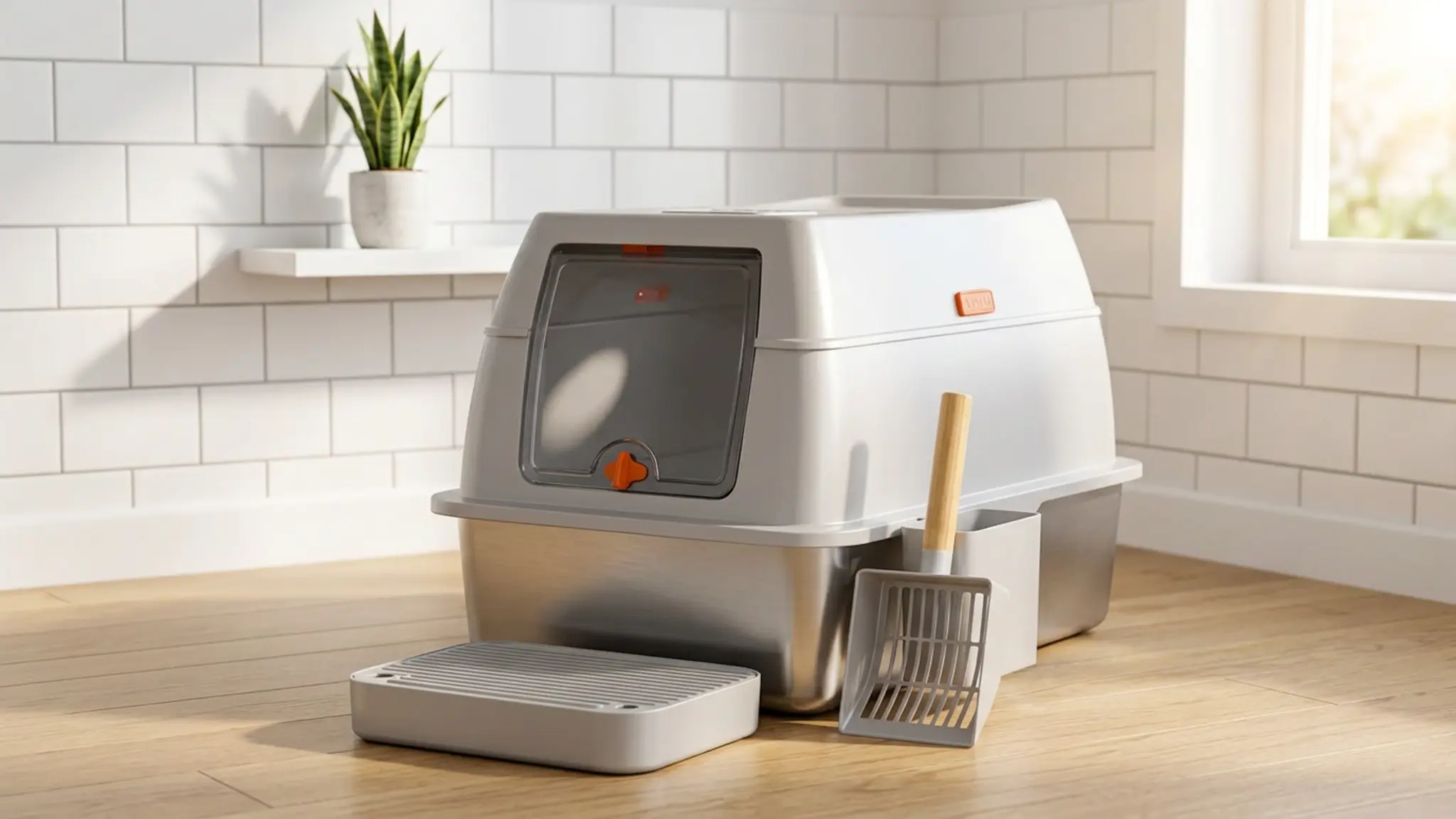 Enclosed Stainless Steel Litter Box Review 2026: Pros and Cons 1 Enclosed Stainless Steel Litter Box product view