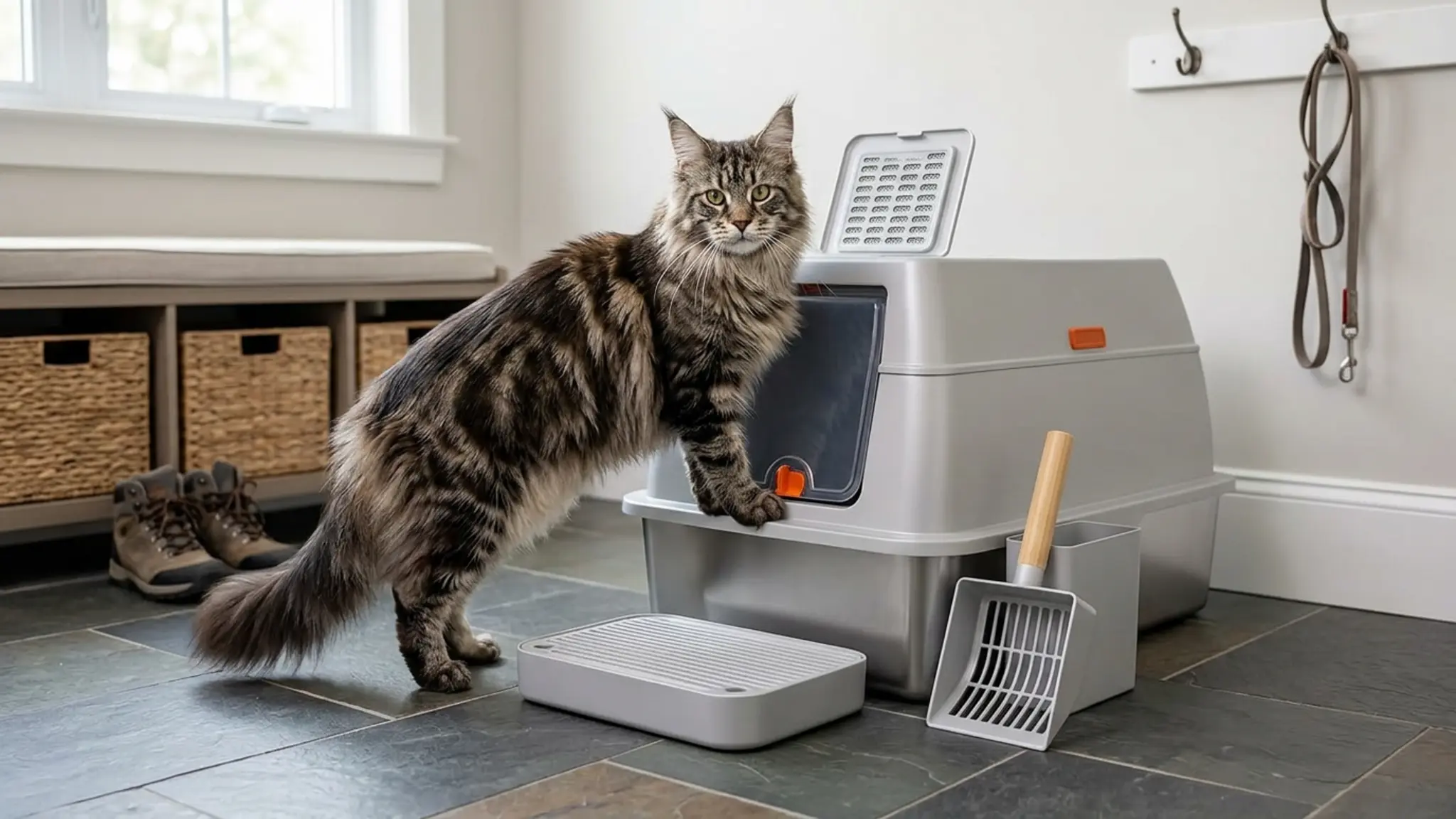 Enclosed Stainless Steel Litter Box Review 2026: Pros and Cons 2 Enclosed Stainless Steel Litter Box in action