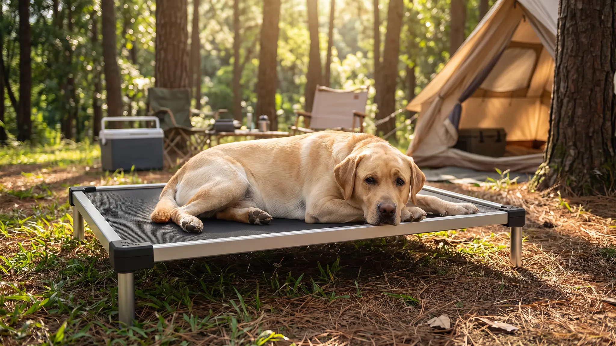 FXW TitanNest Cooling Chew-Proof Elevated Dog Bed for Extra Large Dogs | Easy to Clean, Pr in use