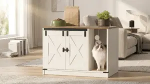 Hzuaneri Cat Litter Box Enclosure, Hidden Litter Box Cabinet Furniture product view