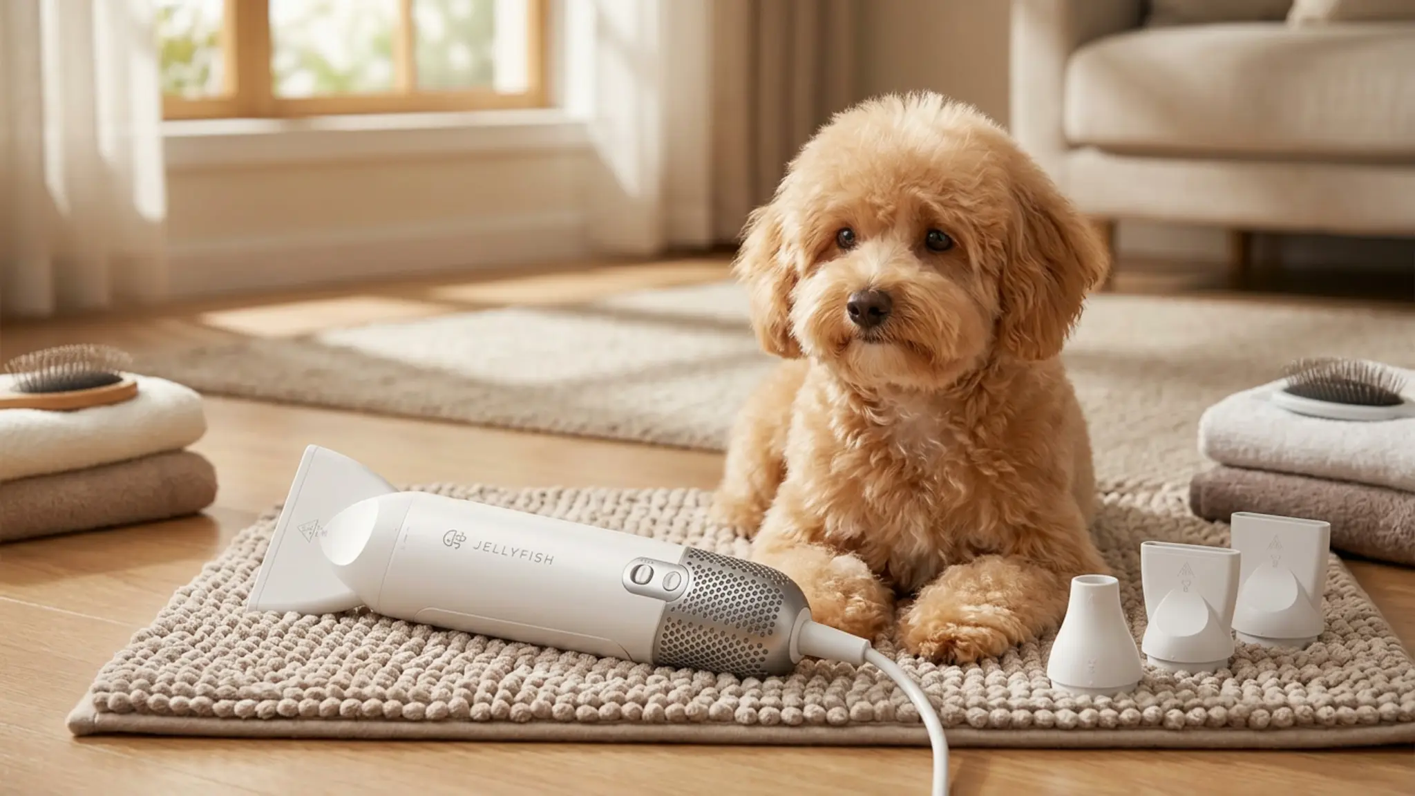 Jellyfish Dog Dryer Review 2026: Lightweight Blow Dryer Verdict 2 Jellyfish Dog Dryer in action