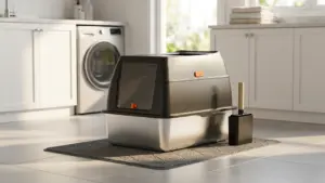 Lobeve Extra Large Stainless Steel Litter Box with Lid, Easy-Clean Pan | Enclosed Litter B product view