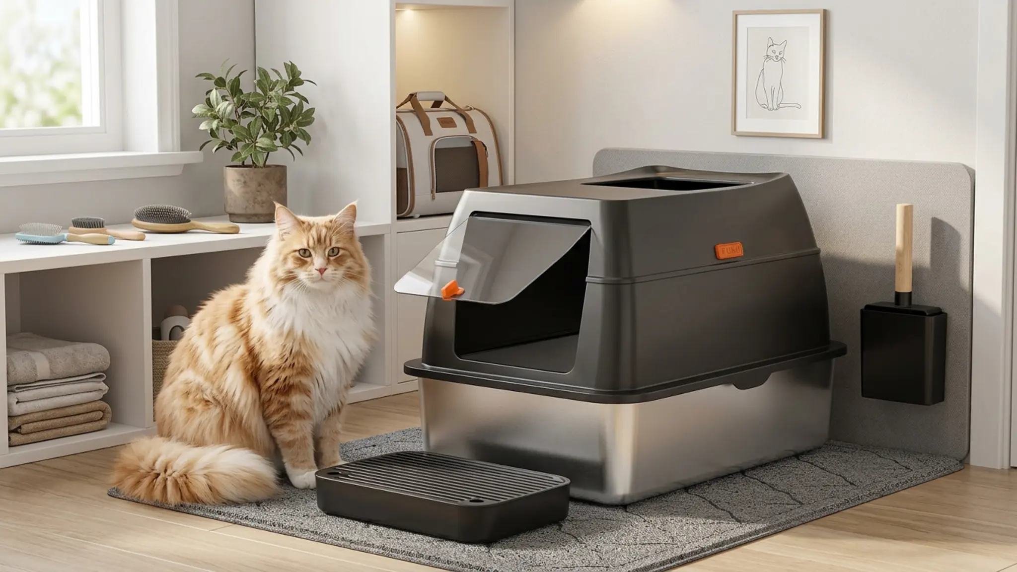 Lobeve Stainless Steel Litter Box Review 2026: Buyer Verdict 2 Lobeve Stainless Steel Litter Box in action