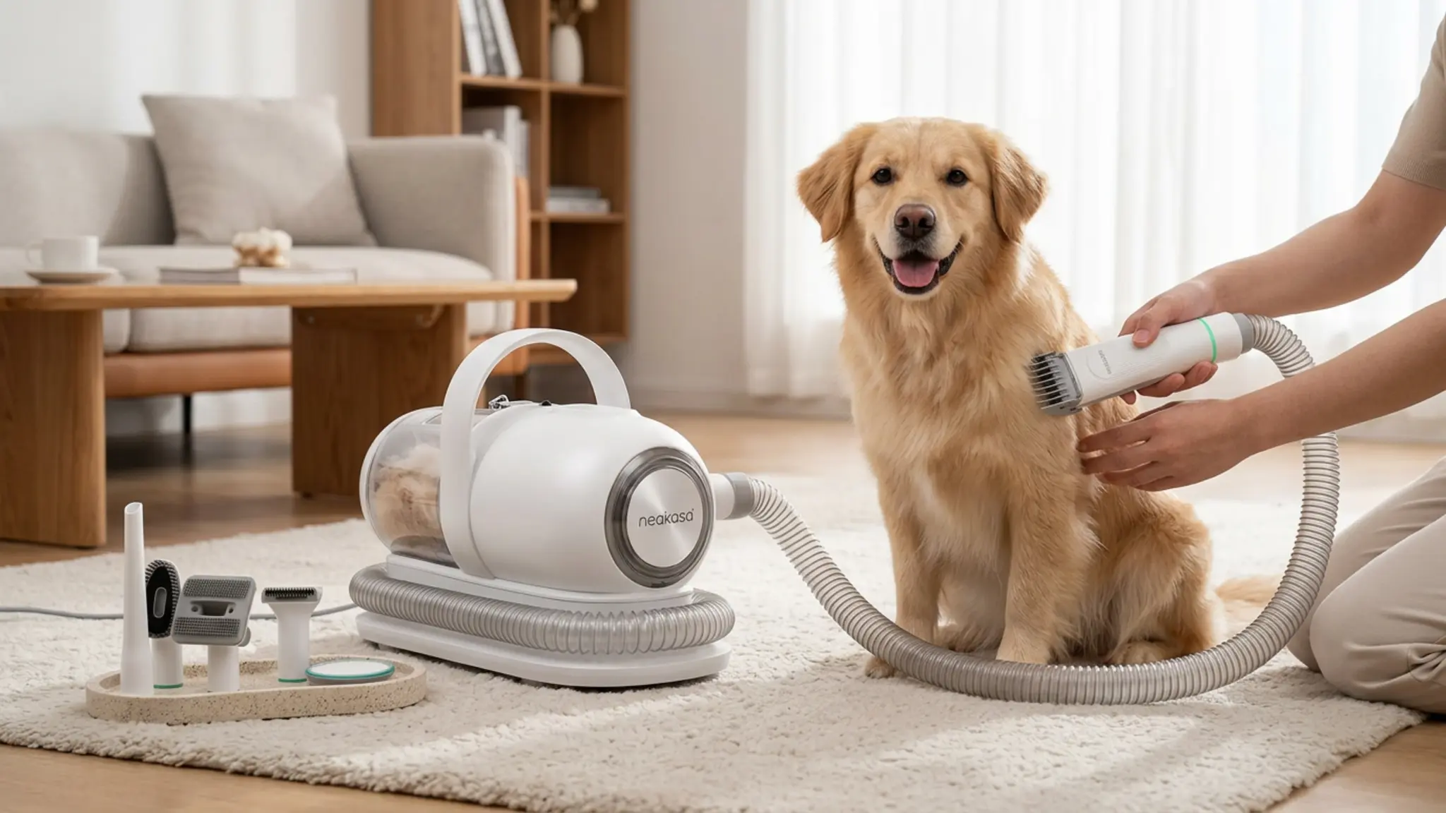Neakasa P1 Pro Dog Grooming Vacuum Kit, 6-in-1 Pet Hair Grooming with Clippers and Vacuum, in use