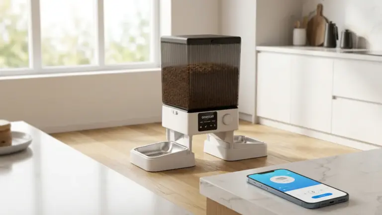oneisall Automatic Cat Feeder Review 2026: Best for 2 Cats? 4 oneisall 5G WiFi Automatic Cat Feeder for 2 Cats, App Control, 20 Cups/5L | Timed Meals, F product view