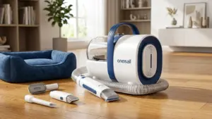 oneisall Dog Grooming Vacuum, Pet Grooming Vacuum with Clipper Nail Grinder, 1.5L Dust Cup product view