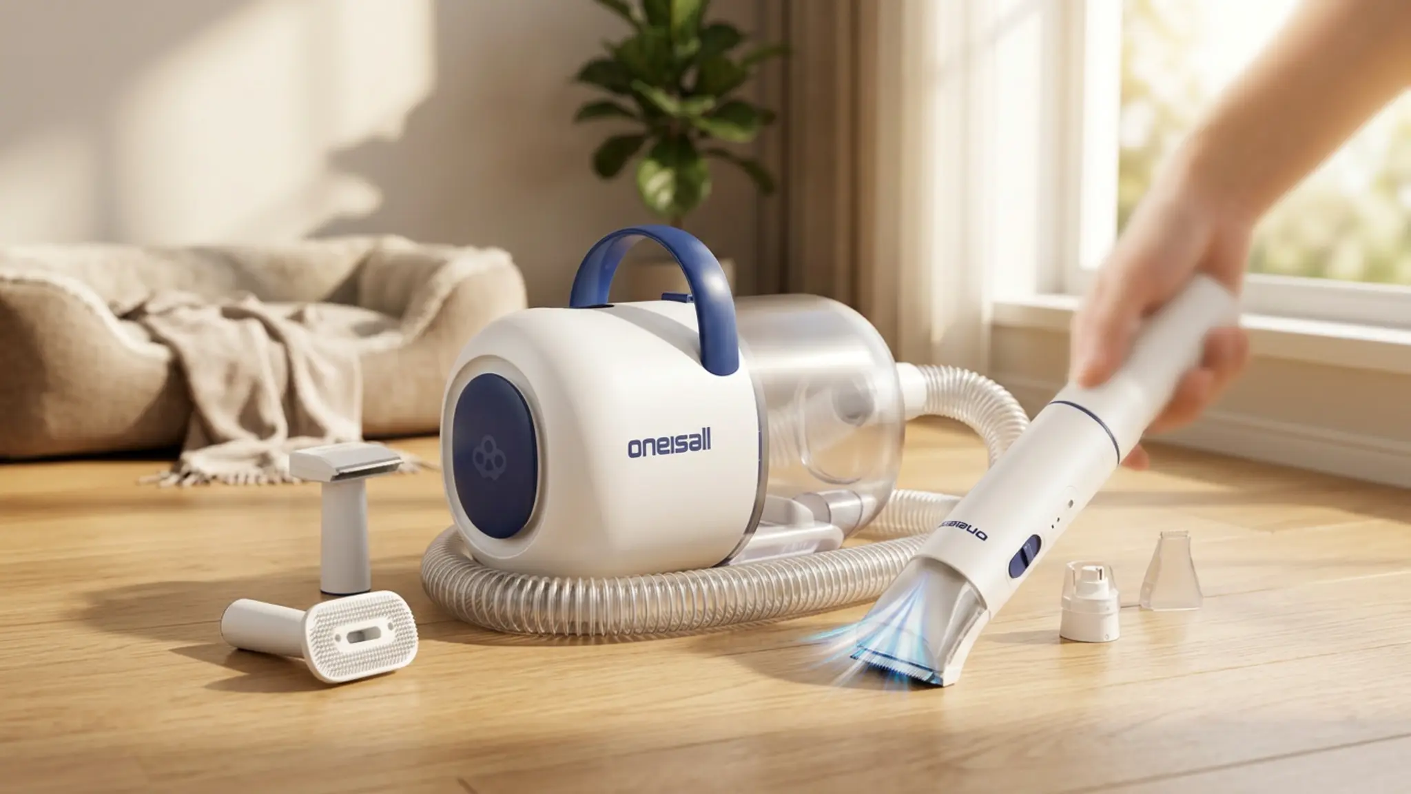 oneisall Dog Grooming Vacuum Kit with 6 Tools | Powerful 15000Pa Suction, Clippers, Trimme product view