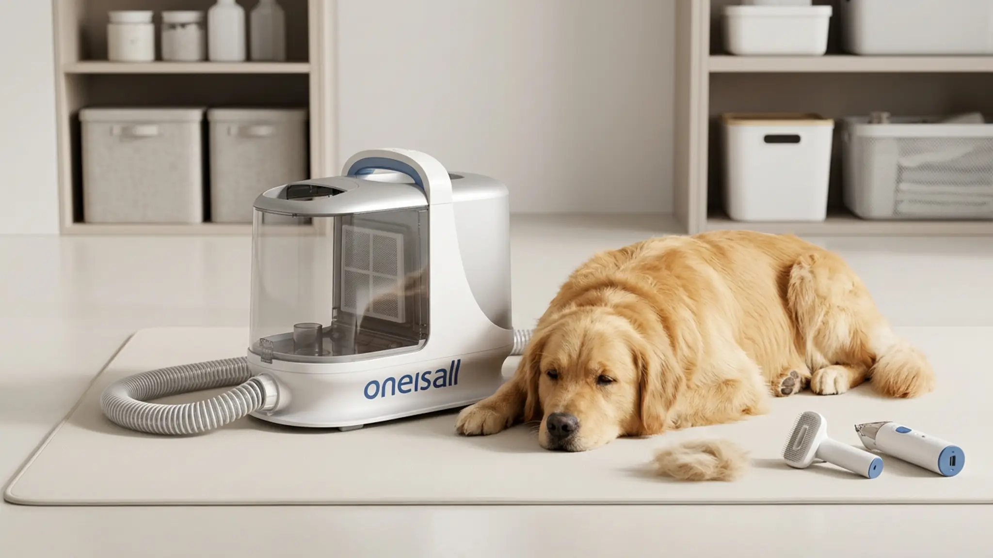 Oneisall Dog Grooming Vacuum Review 2026: Pros and Cons 2 oneisall Dog Grooming Vacuum in action